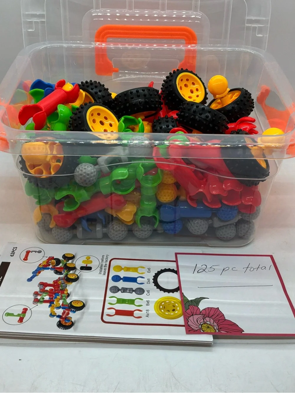 125PCS Stem Building Toys for 3-8 Year Old Unisex- in Carrying Container&Booklet